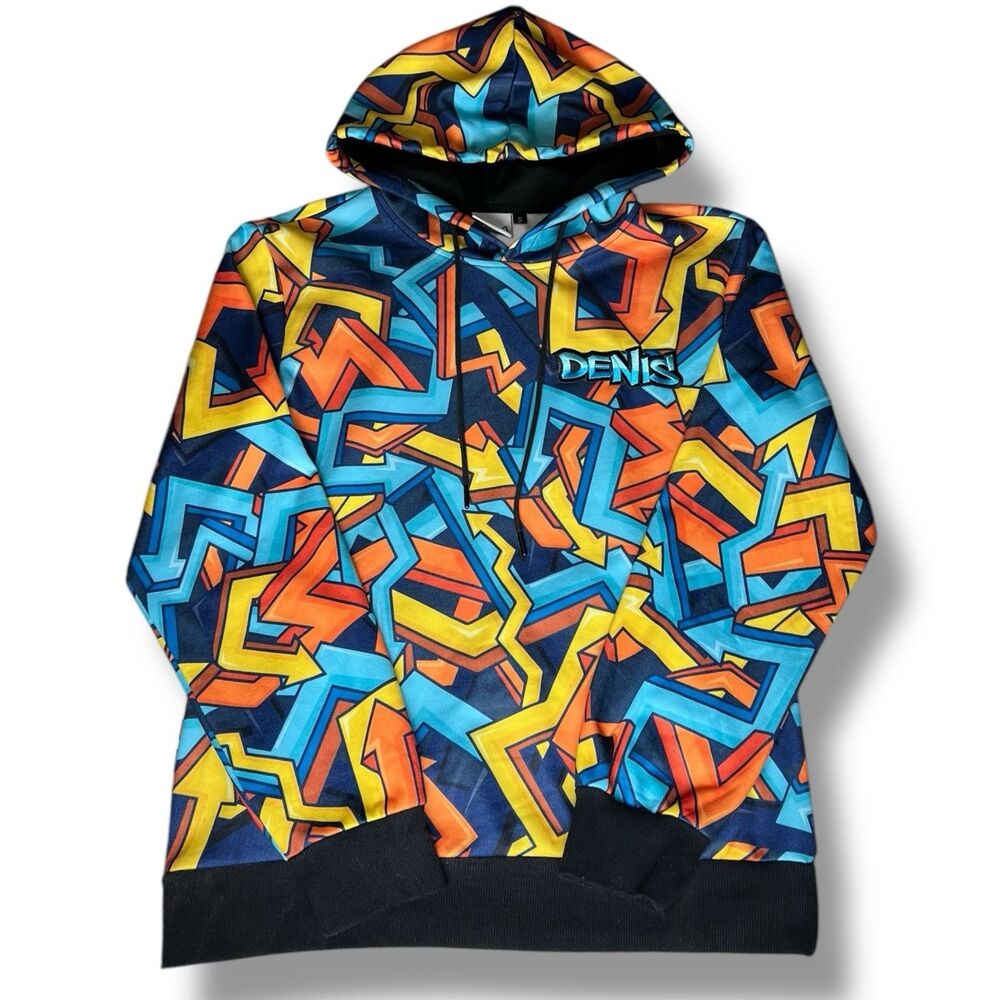 Denis Daily YouTuber Merchandise Blue Graffiti Pullover Hoodie Men’s Size S